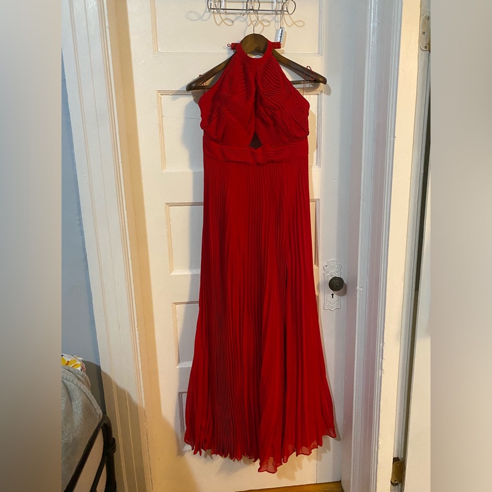 Aidan Mattox Red Halter Gown Sz 12